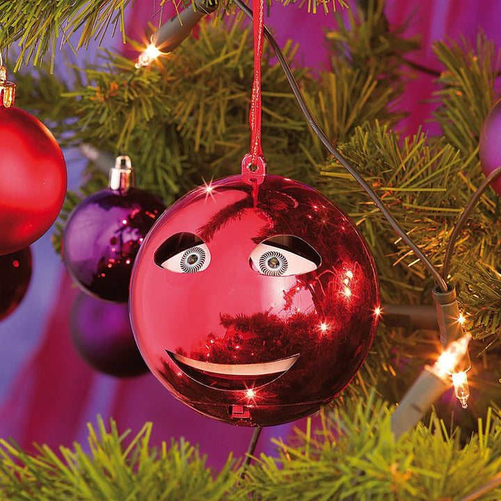 infactory Singende Christbaumkugel: Singende Weihnachtsbaumkugel in Rot, Batteriebetrieb, Ø 10 cm (K
