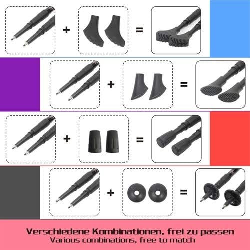 Melko Walking Stöcke aus Duraluminium, 2er Set, frei verstellbar durch Teleskop-System 65 – 135 cm G
