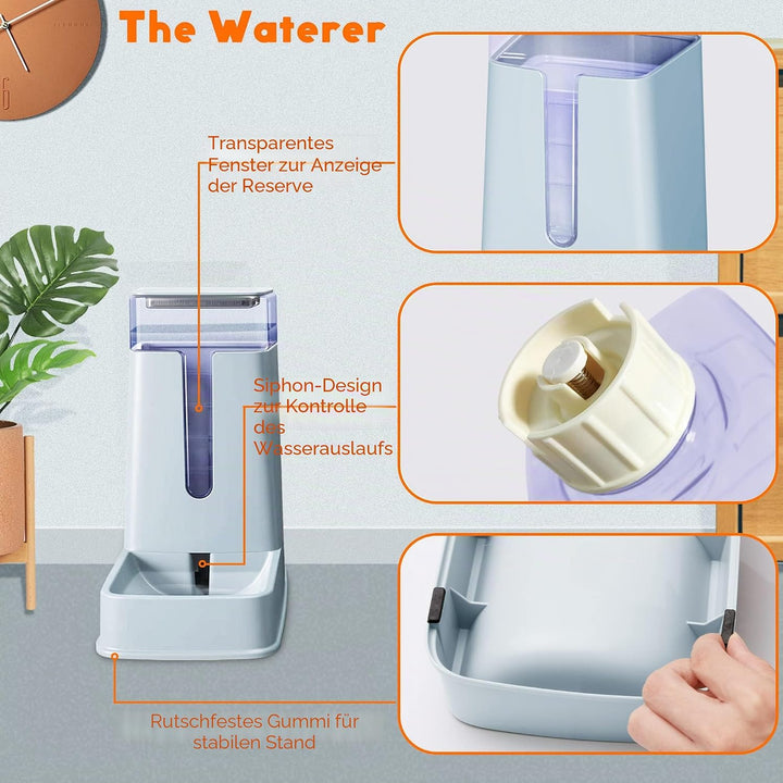 Automatischer Katzenfutterspender und Wasserspender im Set 2 Packungen Hund 1 Gallone für kleine, mi