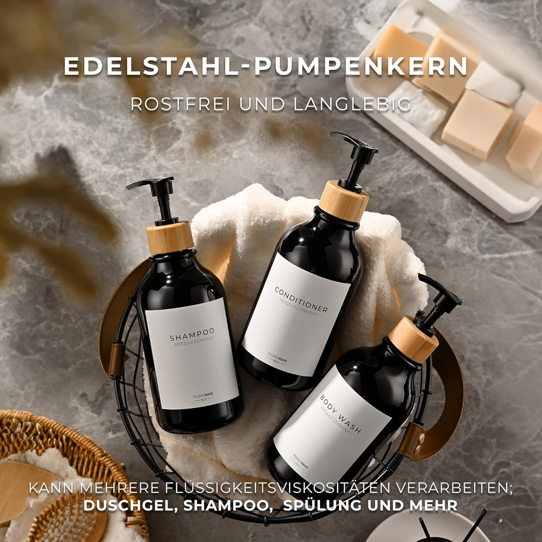 MaisoNovo Shampoo Spender Für Dusche 3er Set - Schwarz Duschgelspender Für Dusche Mit Pumpe Schwarz
