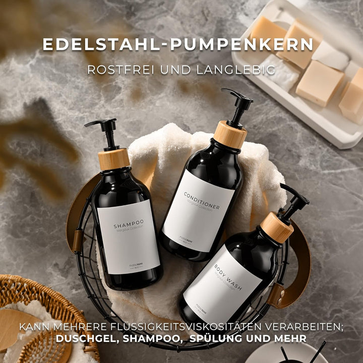 MaisoNovo Shampoo Spender Für Dusche 3er Set - Schwarz Duschgelspender Für Dusche Mit Pumpe Schwarz