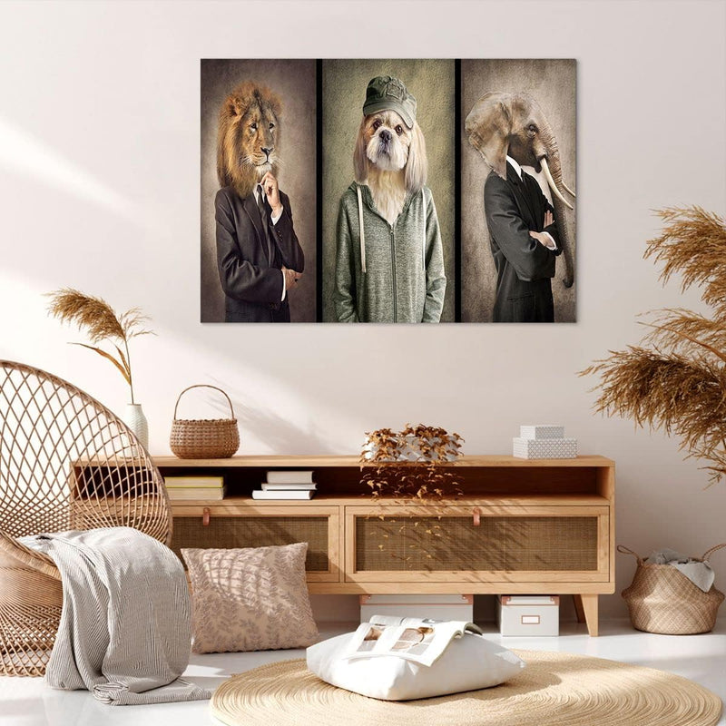 Bilder auf Leinwand 100x70cm Leinwandbild mit Rahmen Tier Abstraktion Gross Wanddeko Bild Schlafzimm