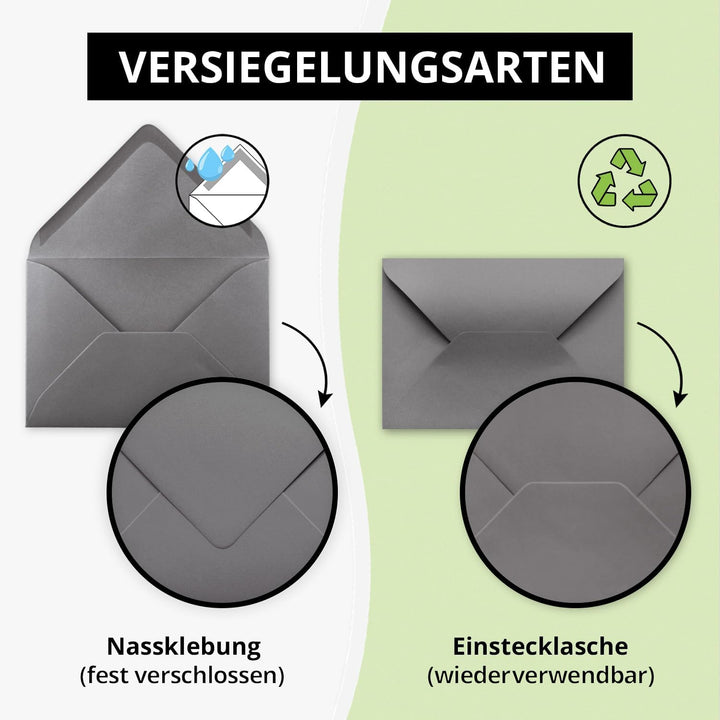 200x Brief-Umschläge in Graphit-Grau/Dunkelgrau - 80 g/m² - Kuverts in DIN B6 Format 12,5 x 17,6 cm