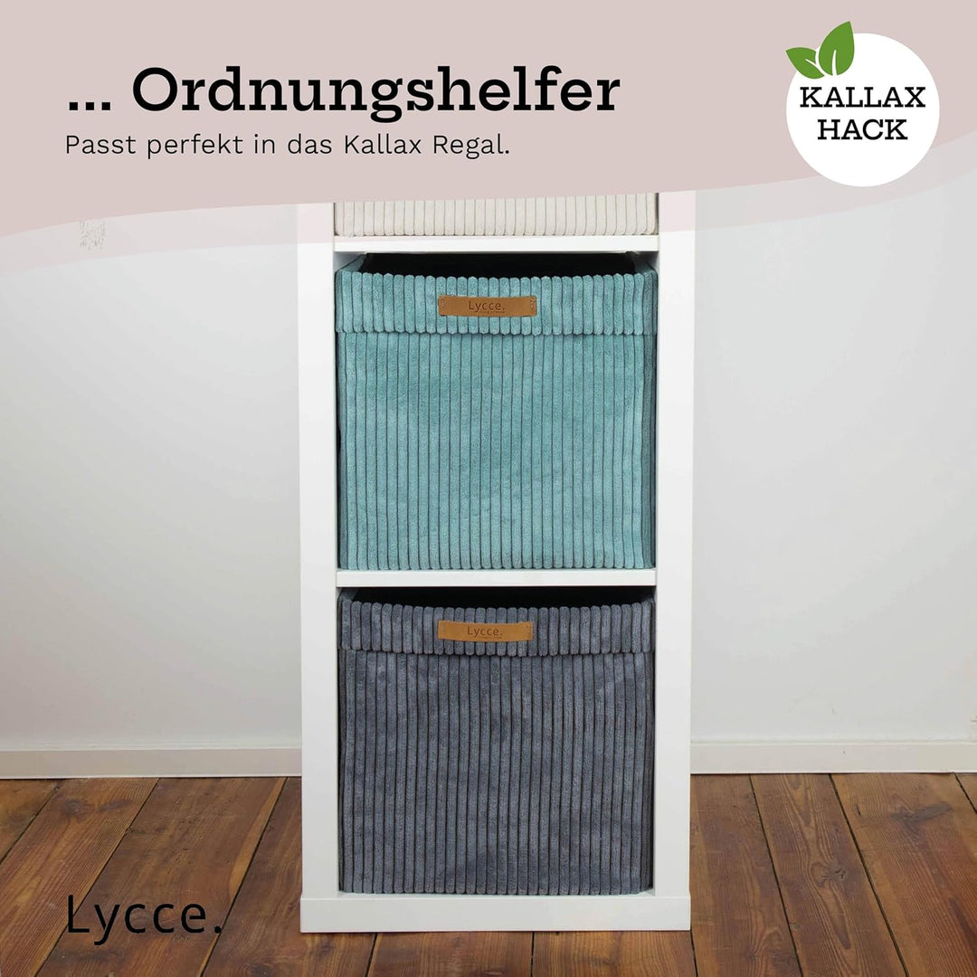 Kallax Box aus trendigem Cordstoff | Aufbewahrungskorb für Kallax Regal | Faltbox 33 x 33 x H31 cm m