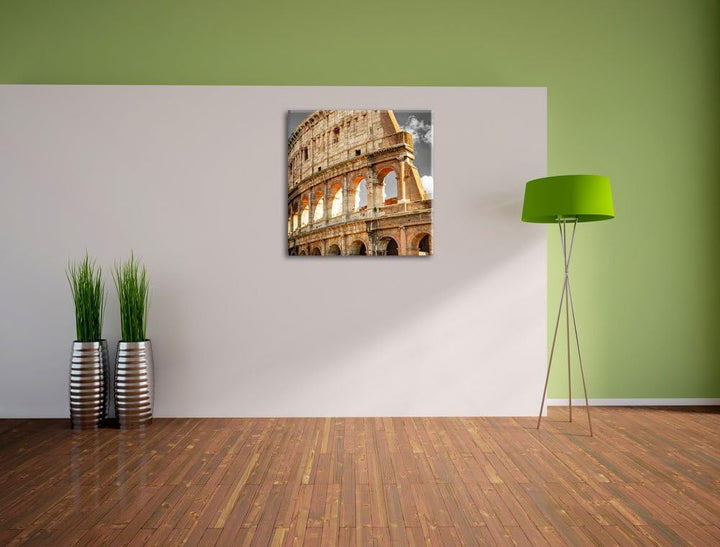Pixxprint Kolosseum in Rom als Leinwandbild/Grösse: 70x70 cm/Wandbild/Kunstdruck/fertig bespannt, 70