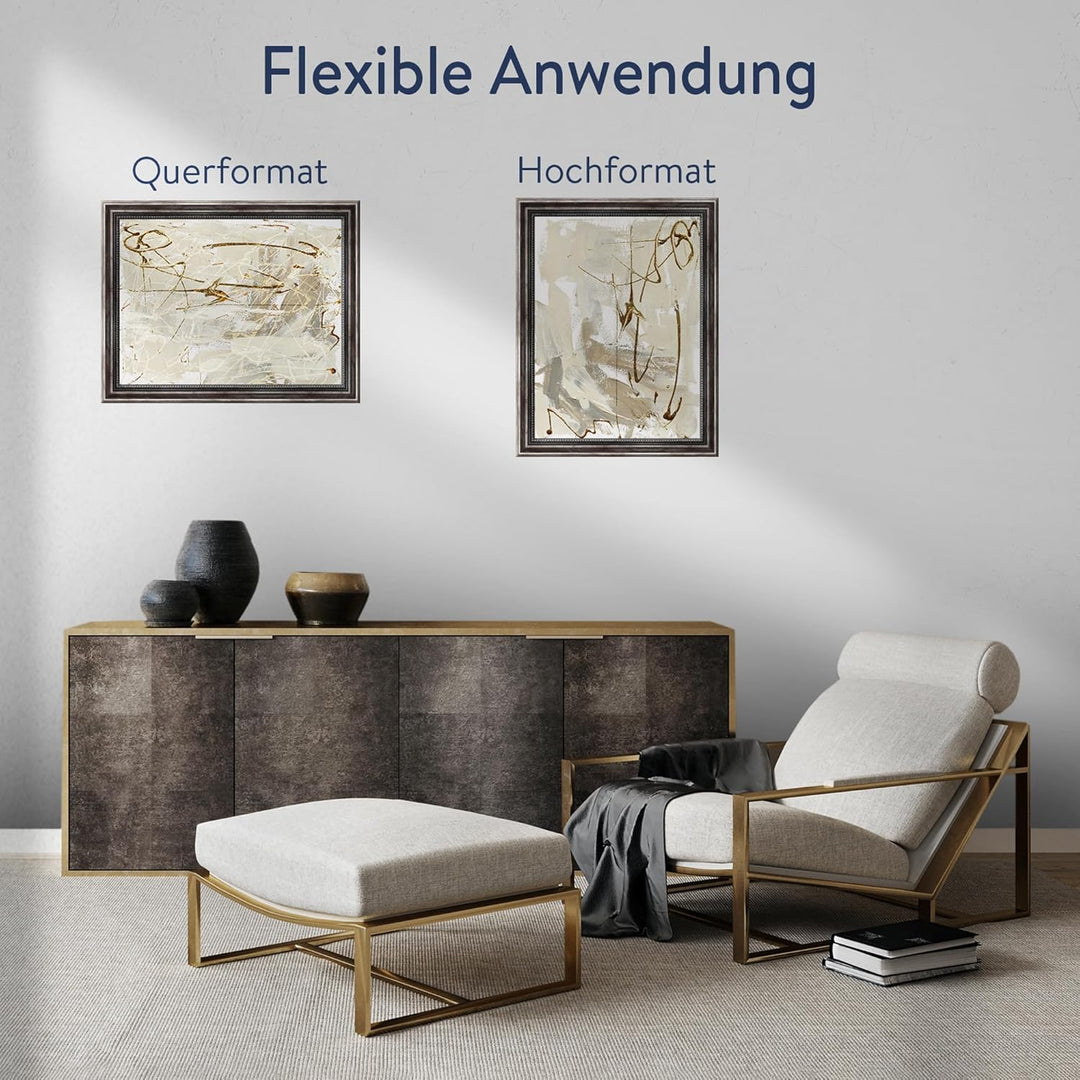 WANDStyle Bilderrahmen Metall-Optik 30x40 cm aus Holz im Antik-Stil zum Aufhängen, Fotorahmen Made i