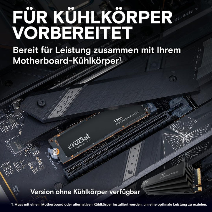 Crucial T705 4TB SSD PCIe Gen5 NVMe M.2 Interne SSD, bis zu 14.100MB/s, Microsoft DirectStorage, PCI
