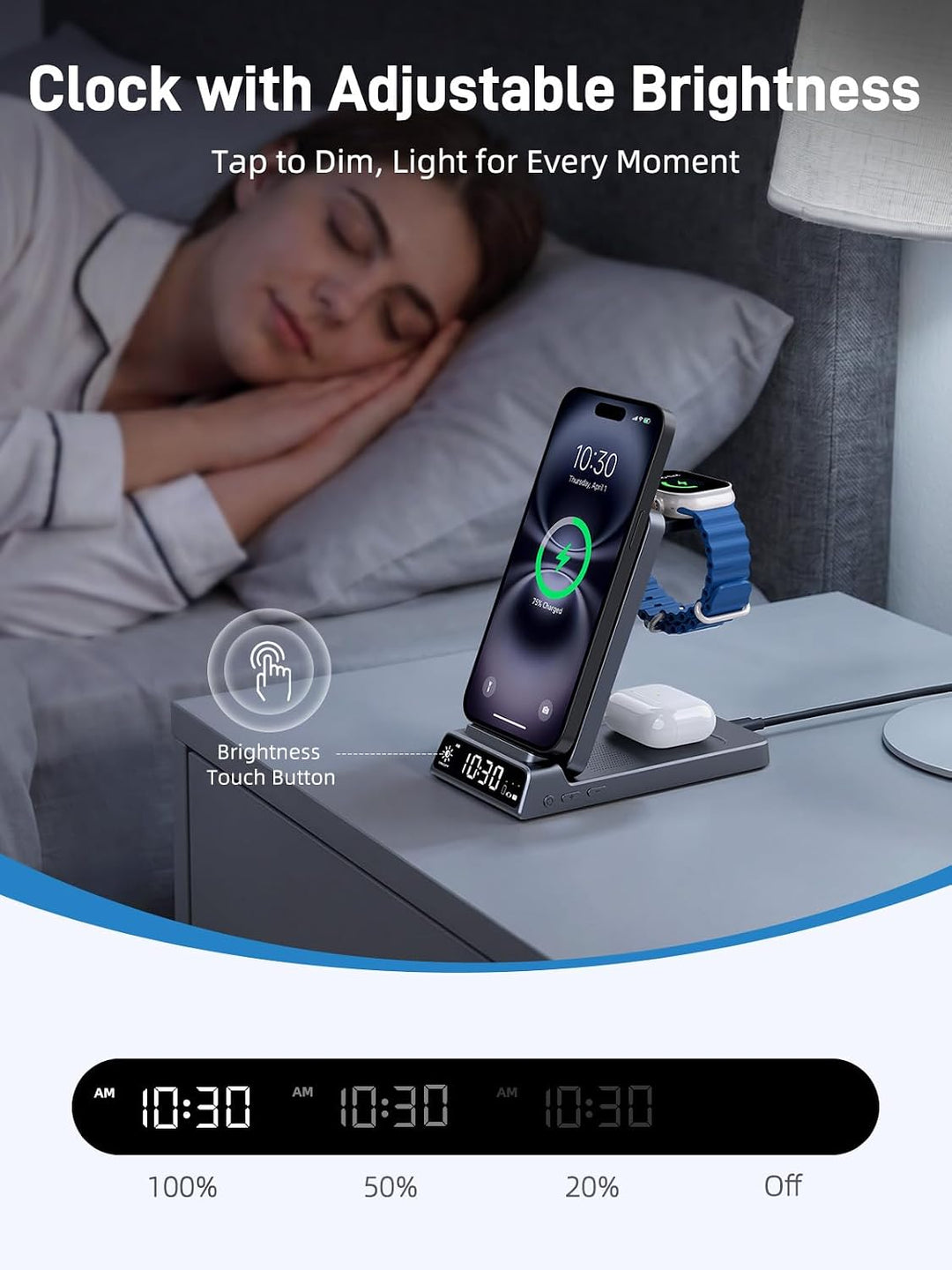 Mag-Safe Ladestation für Apple Watch und iPhone, 3 in 1 Induktive Ladestation ladegerät für iPhone 1