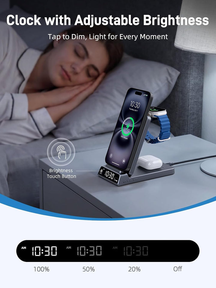 Mag-Safe Ladestation für Apple Watch und iPhone, 3 in 1 Induktive Ladestation ladegerät für iPhone 1