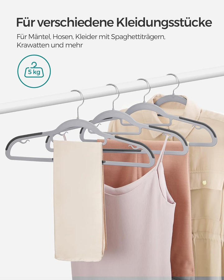 SONGMICS Kleiderbügel, 50er Set, Jackenbügel aus Kunststoff, gut belastbar, Anti-Rutsch-Design, plat