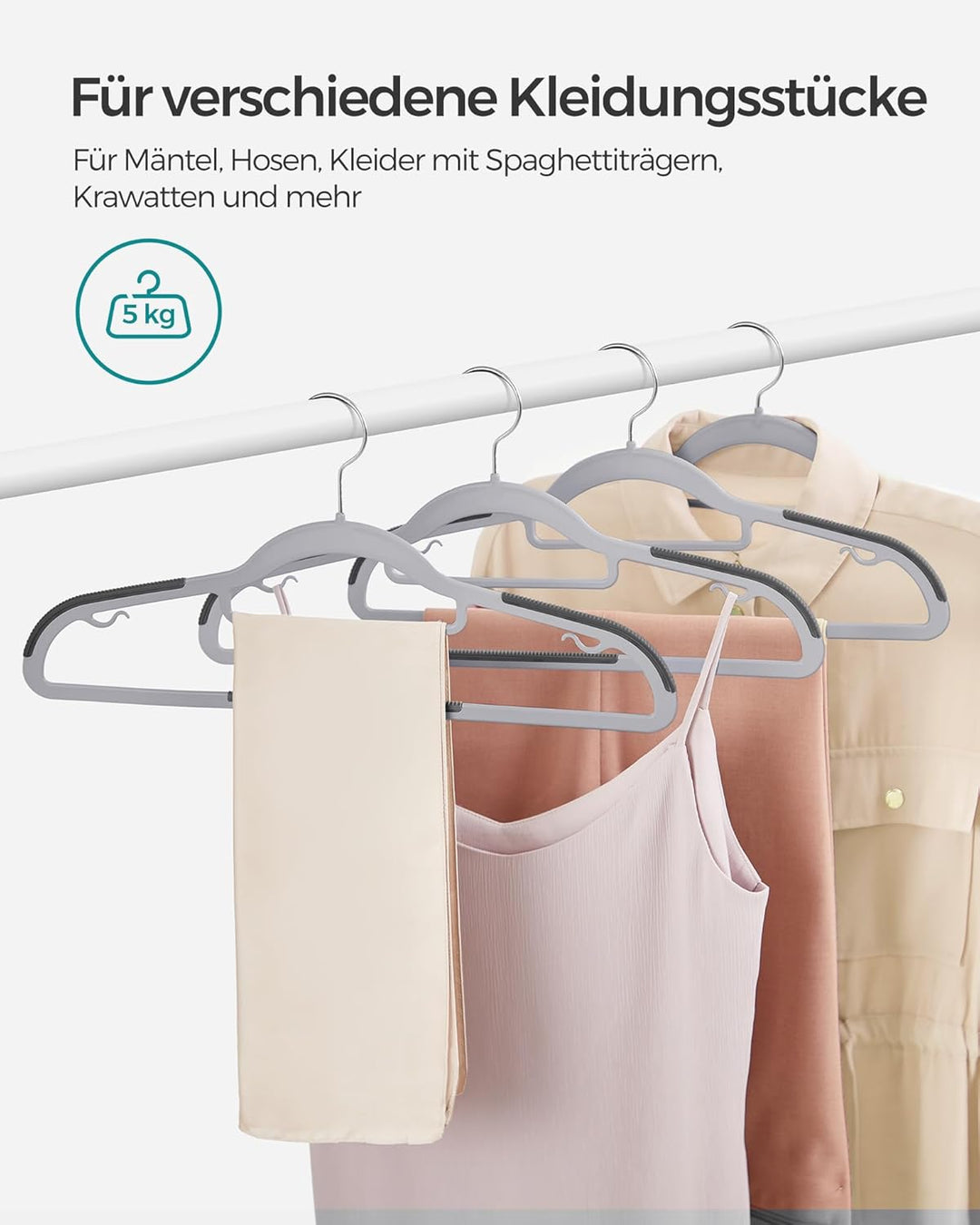 SONGMICS Kleiderbügel 30er Set, Bügel aus Kunststoff, rutschfest, platzsparend, Dicke 0,5 cm, 42 cm
