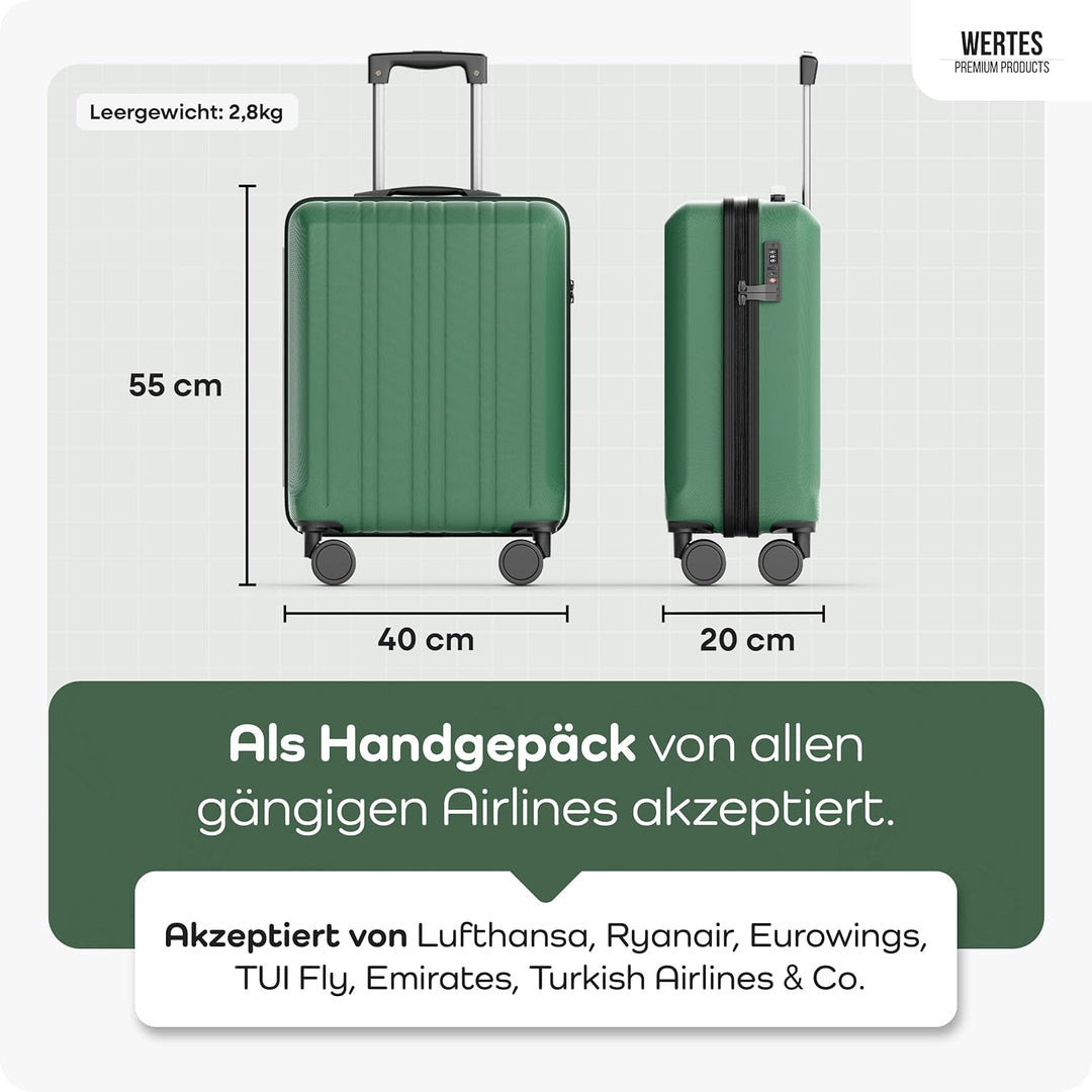 Cabin Suitcase 55x40x20cm – 36L Hand Luggage Trolley with TSA Lock & Spinner Double Wheels – Lightwe