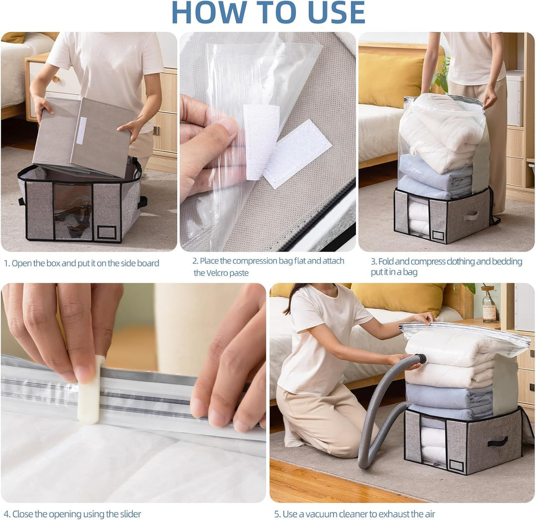 TAILI Vakuumbeutel für Kleidung mit Aufbewahrungsbox 2 in 1 Design 40 x 42 x 25 CM Vakuumbeutel für