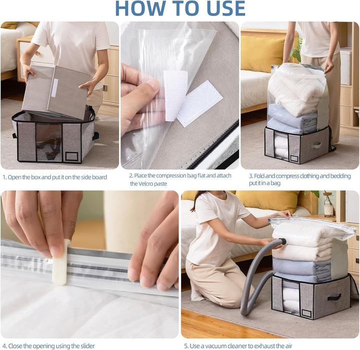 TAILI Vakuumbeutel für Kleidung mit Aufbewahrungsbox 2 in 1 Design 40 x 42 x 25 CM Vakuumbeutel für