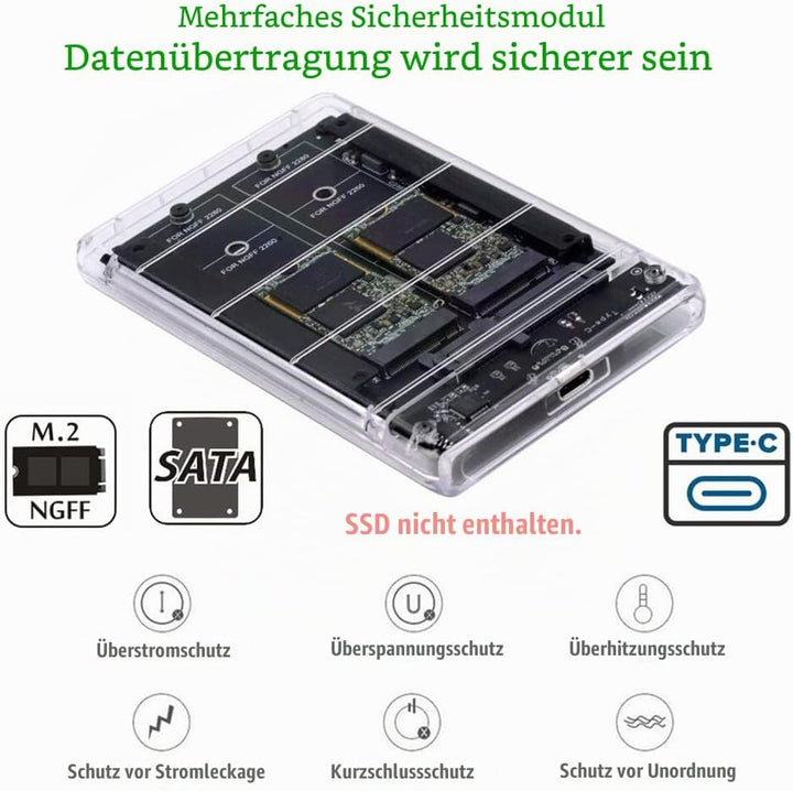 NFHK Dual NGFF B+M-Key M.2 SSD Karte JOBD Raid0 Span Bridge zu USB3.0 Typ-C USB-C 2.5Zoll SATA Combo