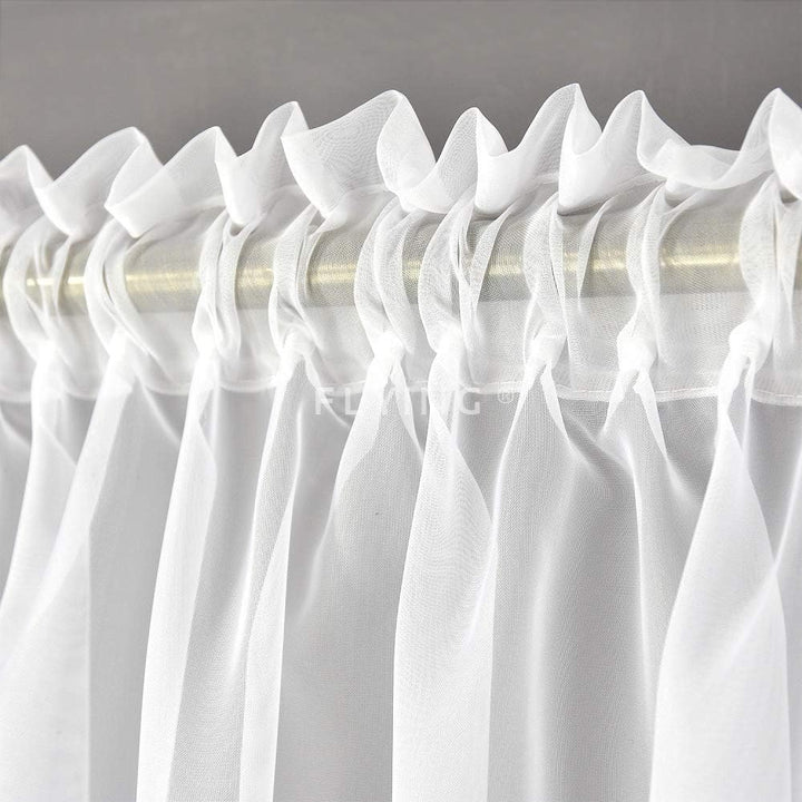 TOP Fertig-Gardine aus Voile NEU Top Design Set Gardinen mit Kräuselband Gardine küche Weiss kurz Sc