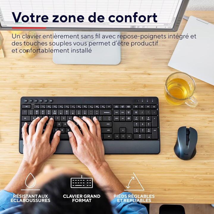 Trust Trezo Tastatur Maus Set Kabellos, Französisches AZERTY-Layout