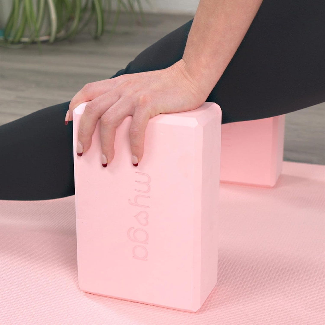 Myga Yoga-Starter-Set – Yogamatte, 2 Yoga-Blöcke und Yogagurt – Starter-Set mit Matte, 2 Steinen & M
