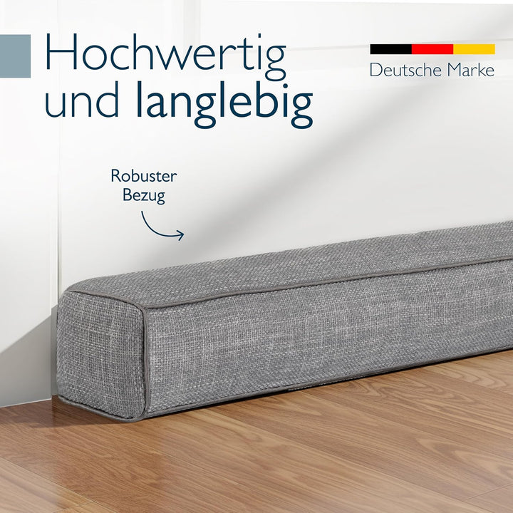 Beautissu Zugluftstopper für Türen 90cm – Wärmeschutz & Kälteschutz Türluftstopper Grau – Stoff Wind