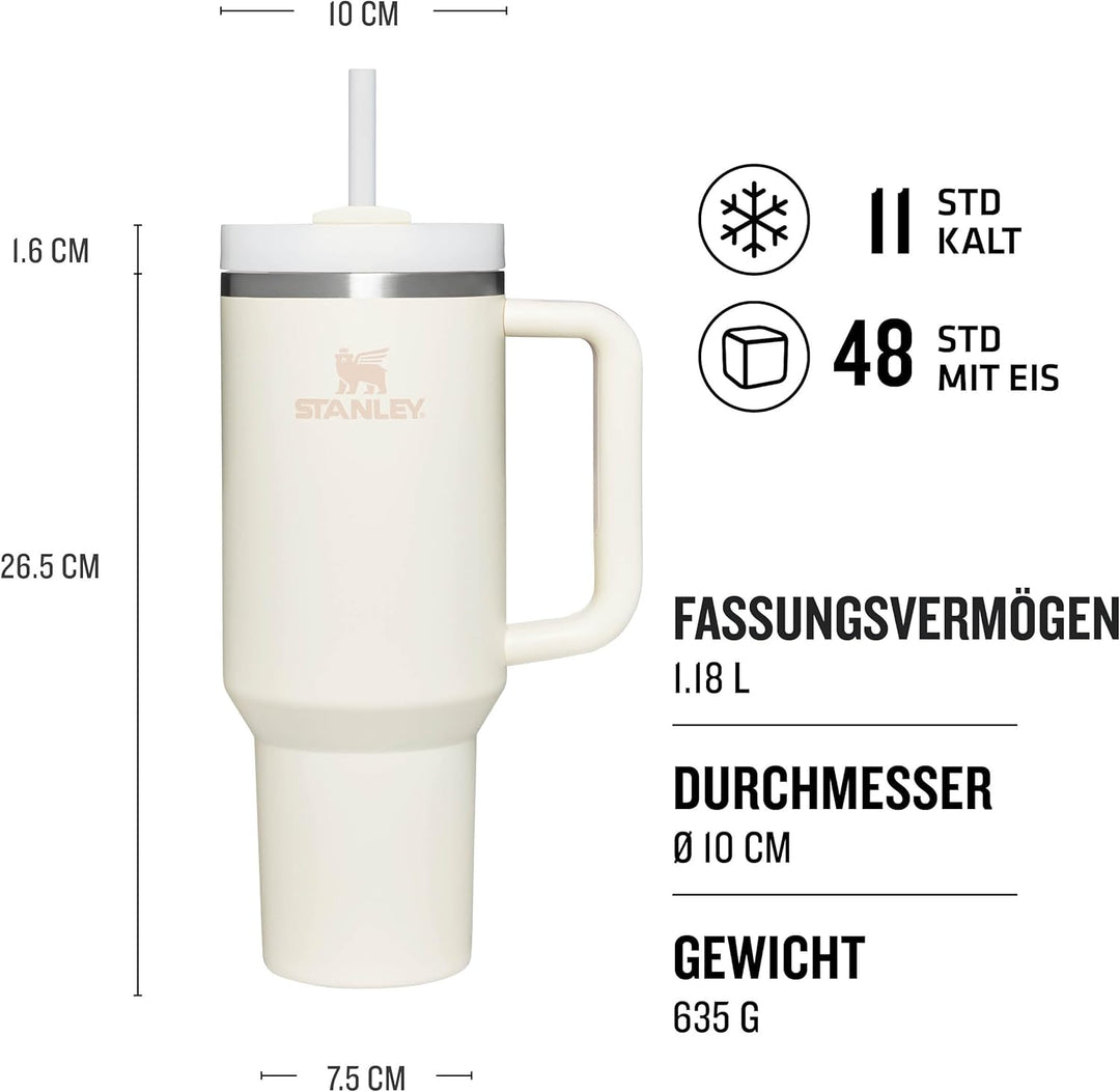 Stanley Quencher H2.0 FlowState Trinkflasche mit Strohhalm 1.2L - Thermobecher Kühlt 11 Stunden - 48