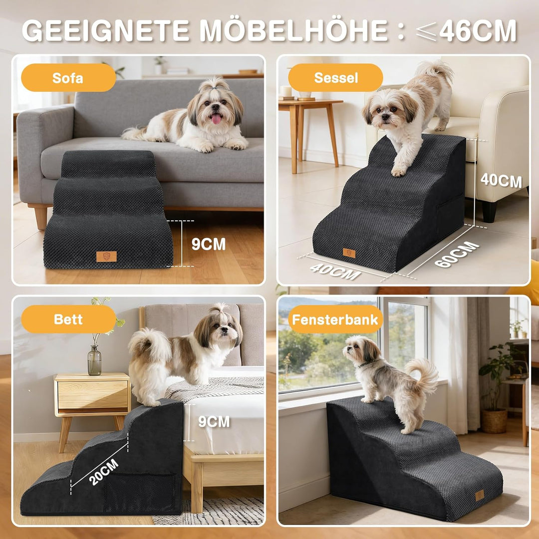 Zvonema Hundetreppe für kleine Hunde, Haustiertreppe,wasserdicht Hundetreppe 40 cm Hoch, Waschbarer