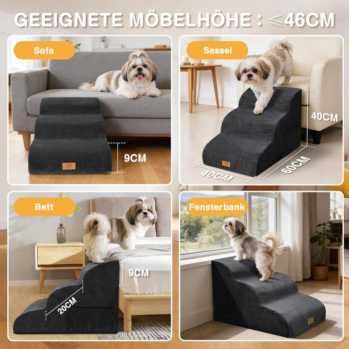 Zvonema Hundetreppe für kleine Hunde, Haustiertreppe,wasserdicht Hundetreppe 40 cm Hoch, Waschbarer