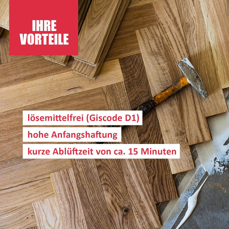 Bodenkleber 1kg - Universalkleber Teppich, PVC, CV, Linoleum, Kork, Vinylboden kleben, Parkett Klebe