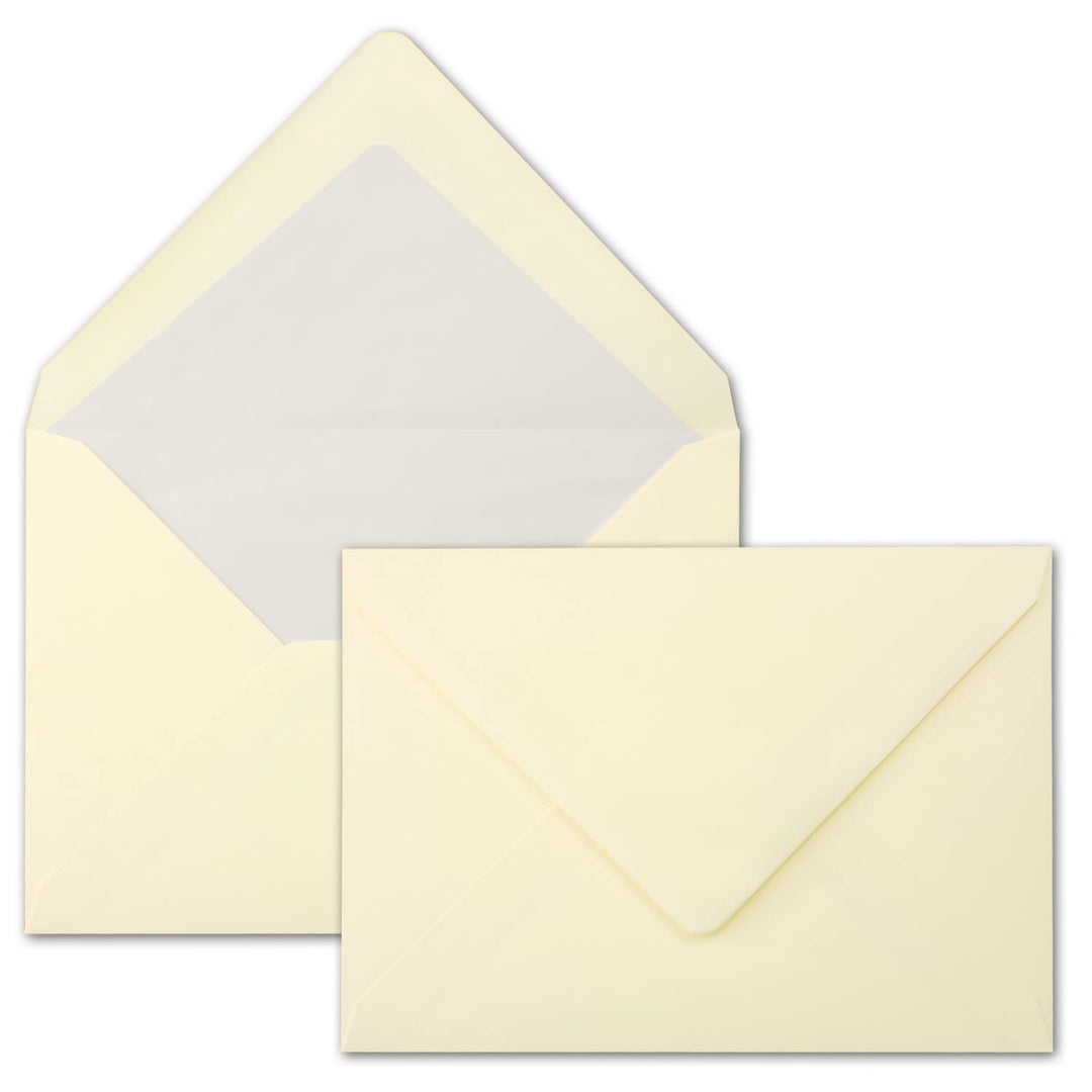 75 Brief-Umschläge Creme - DIN C5 - gefüttert - 90 g/m² - 16,2 x 22,9 cm - Nassklebung mit spitzer K