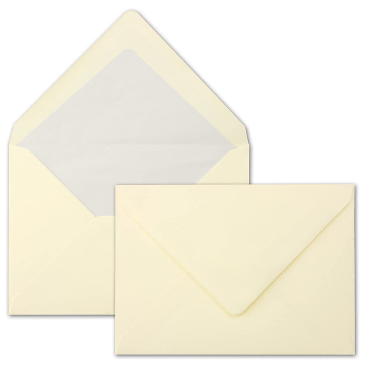75 Brief-Umschläge Creme - DIN C5 - gefüttert - 90 g/m² - 16,2 x 22,9 cm - Nassklebung mit spitzer K