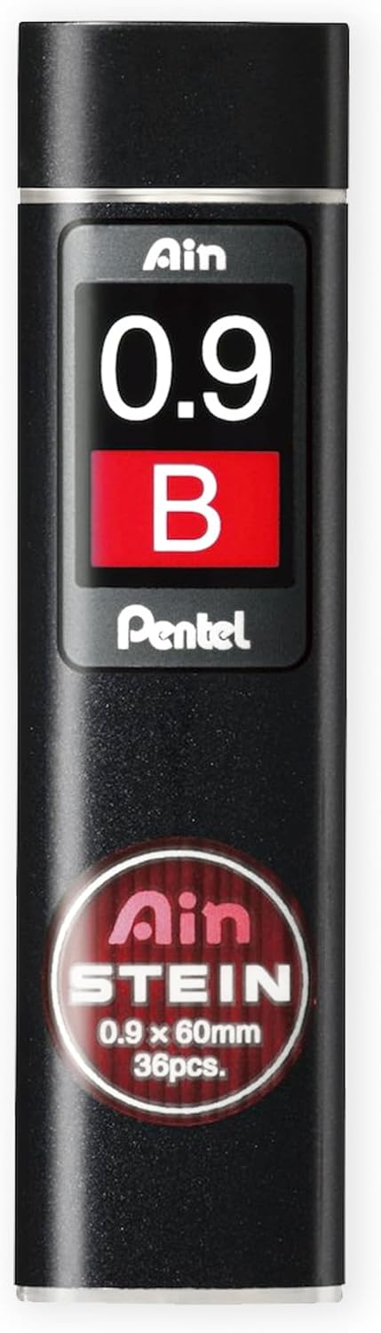 Pentel Ain Stein HB/2B/B Mechanische Minen, 0,9 mm, 3 Röhren