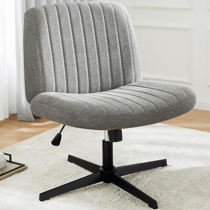 DUMOS Cross Legged Bürostuhl, Armloser Breiter Schreibtischstuhl Keine Räder, Moderner Home Office S