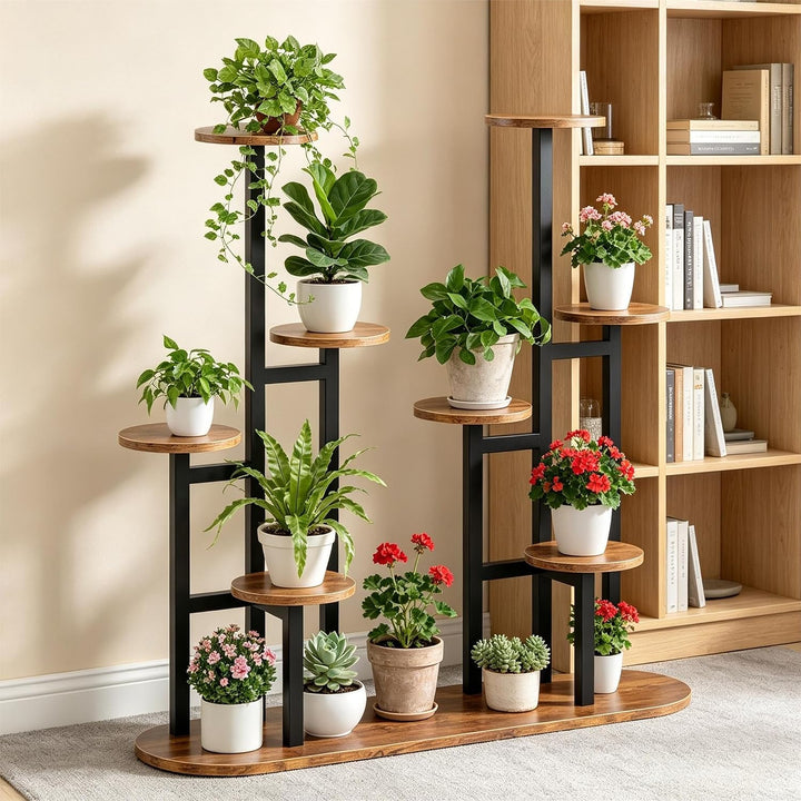 MIN WIN 100 cm Pflanzenständer Metall mit 8 Ebenen Pflanzenregal Blumenständer drinnen draussen Plat