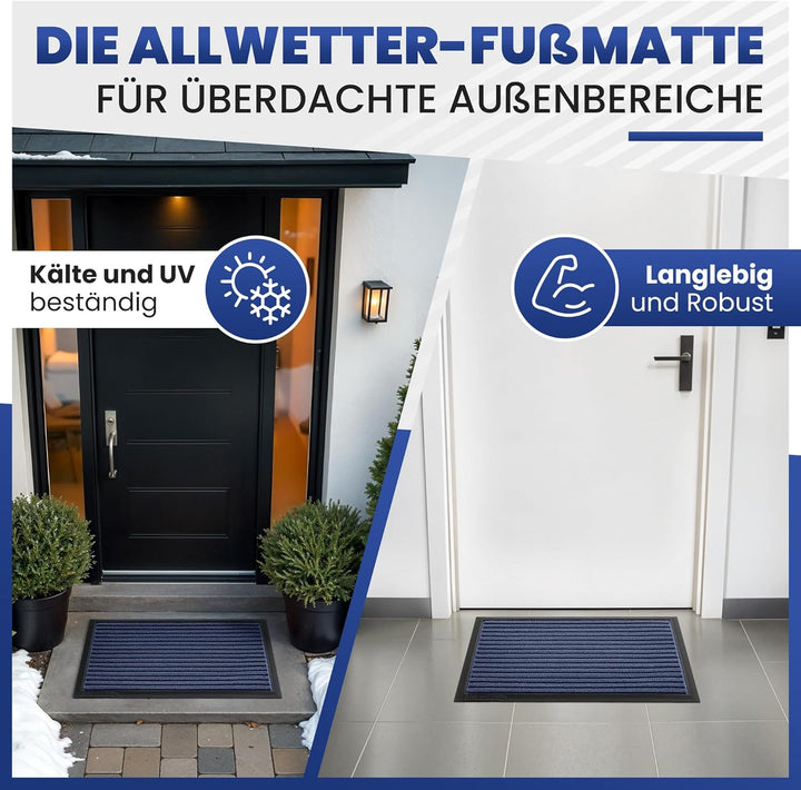 Bodenständig Fussmatte aussen - extrem rutschfest & langlebig - Fussabtreter aussenbereich grau blau