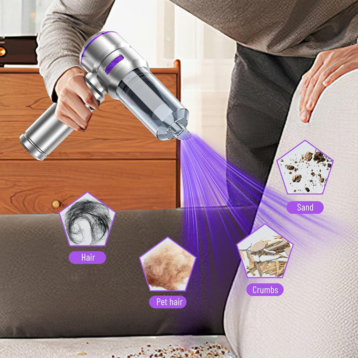 Handstaubsauger Akku Kabellos 4 in 1,22000Pa 3-Gang,6000mAh Silberviolett, Silberviolett