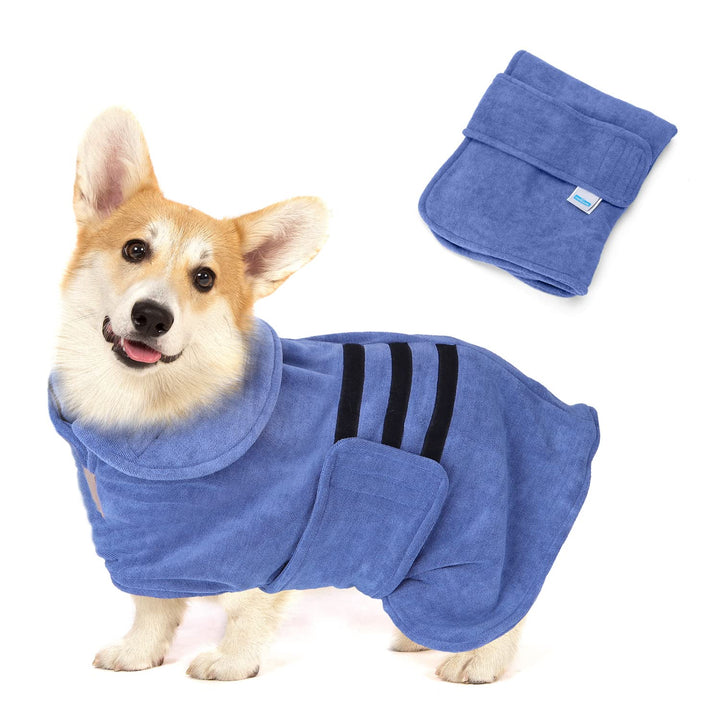 Nobleza Hundebademantel Mikrofaser mit Klettverschluss,Super saugfähig und schnell trocknend,Bademan