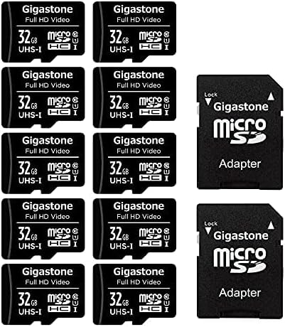 Gigastone 32GB MicroSDHC Speicherkarte 10er-Pack + SD Adapter, für Action-Kamera, GoPro, Drohne und