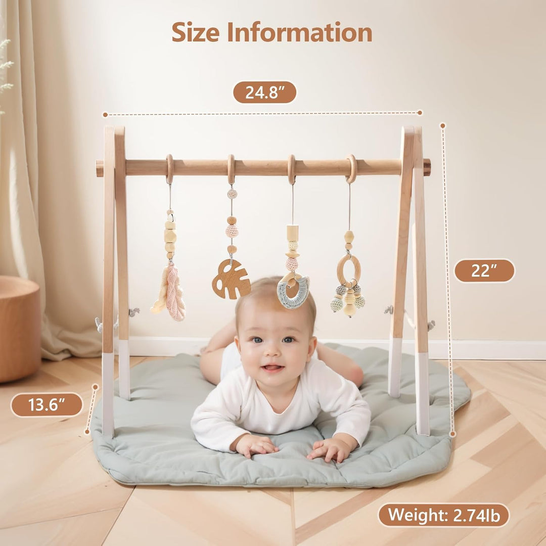 Spielbogen Baby Holz Gym Neugeborenen Spielzeug Activity Center Baby Rosa Anhänger Design Abnehmbar