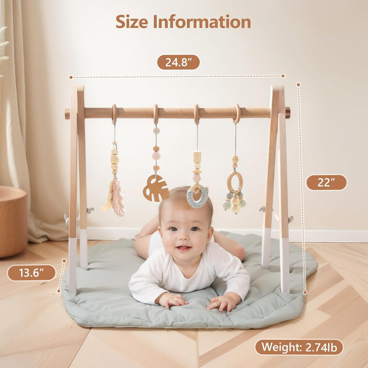 Spielbogen Baby Holz Gym Neugeborenen Spielzeug Activity Center Baby Rosa Anhänger Design Abnehmbar