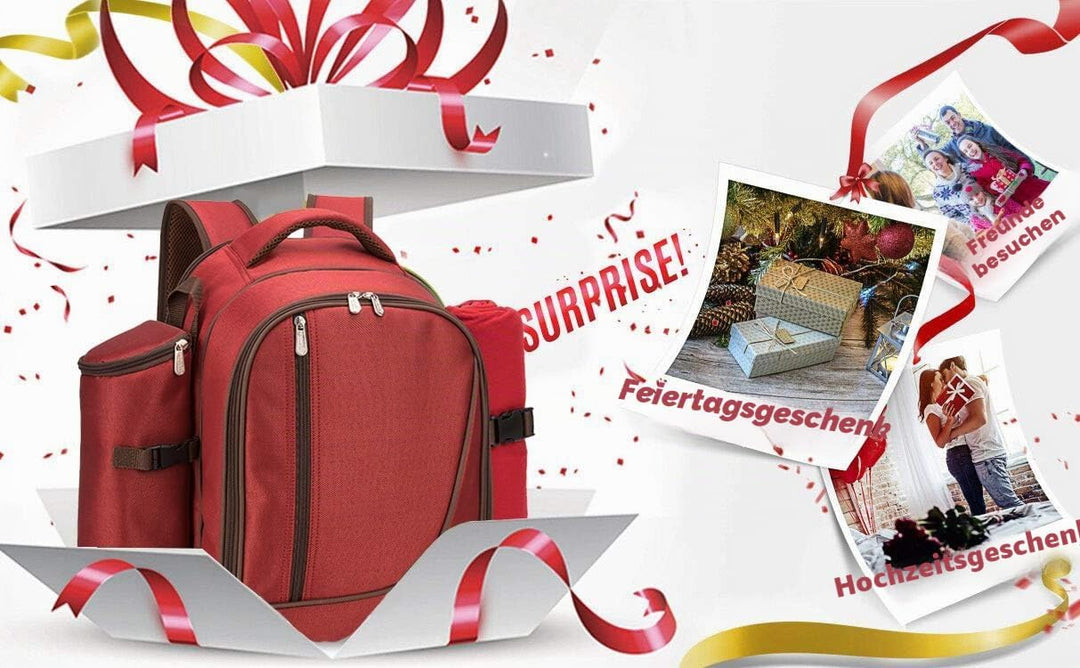 apollo walker 4 Person Picknick Rucksack Hamper Kühltasche mit Geschirr Set & Decke Rot-4
