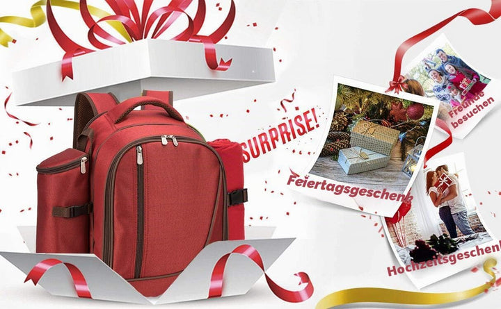 apollo walker 4 Person Picknick Rucksack Hamper Kühltasche mit Geschirr Set & Decke Rot-4