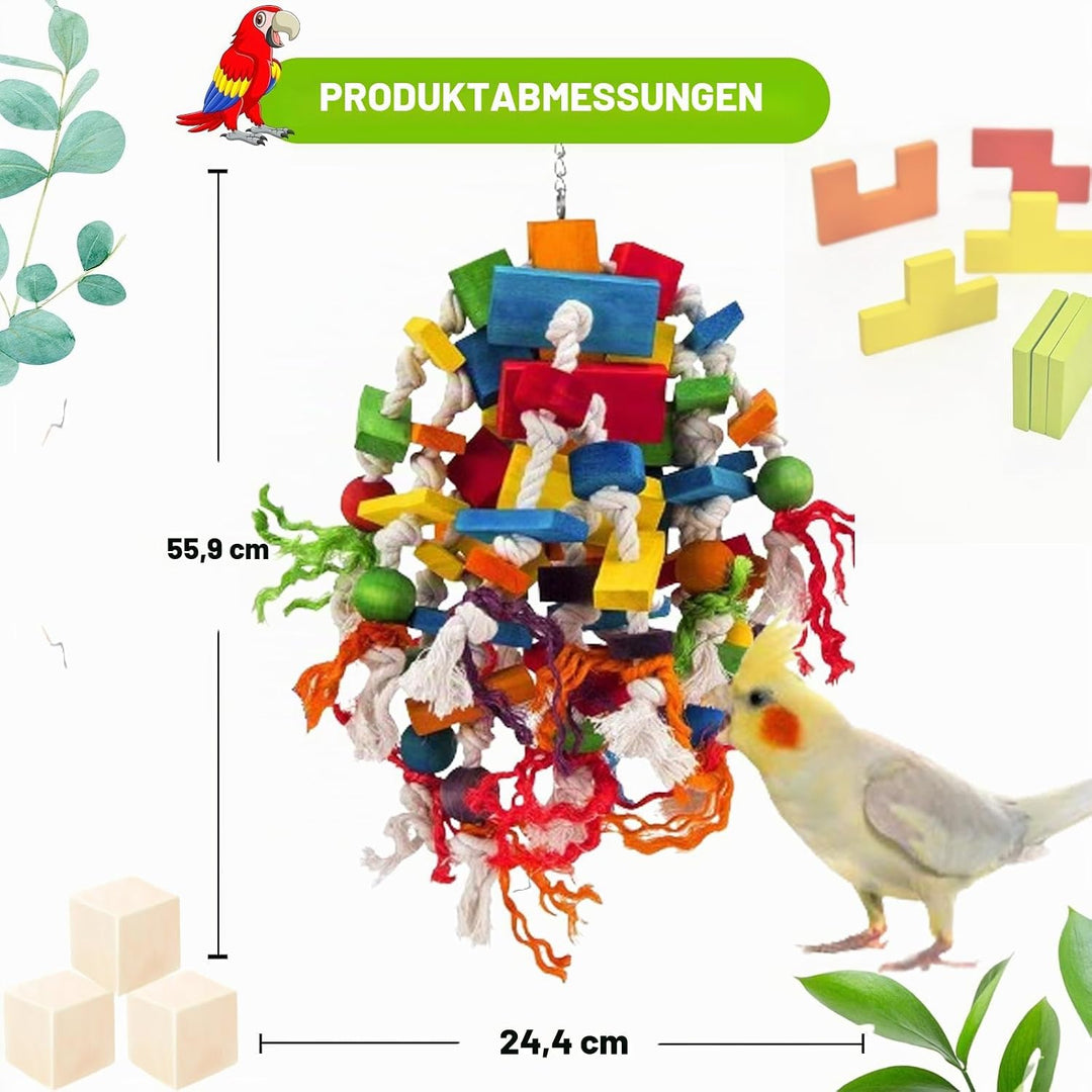 MQUPIN Grosses Papagei Spielzeug Vogelspielzeug,Stark Kauendes Spielzeug Für Papagei100% Natürliche