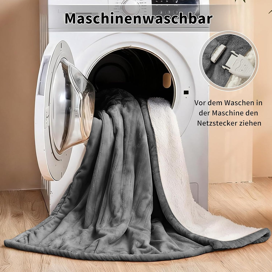 ESTINGO Heizdecke 130x180cm, Elektrische Wärmedecke mit Abschaltautomatik, 6 Heizstufen & 10h Timer,
