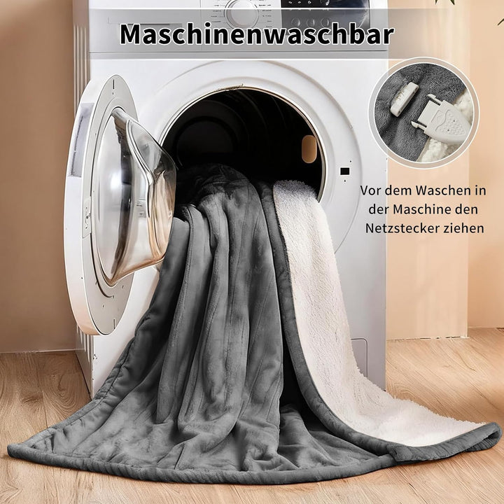 ESTINGO Heizdecke 130x180cm, Elektrische Wärmedecke mit Abschaltautomatik, 6 Heizstufen & 10h Timer,