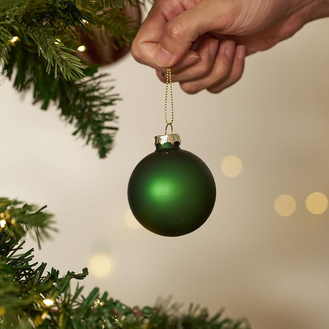 DN DECONATION Weihnachtskugeln Set, 12-teilig - Grüne Glaskugeln 6cm Matt &amp; Glänzend, Moderne Christ