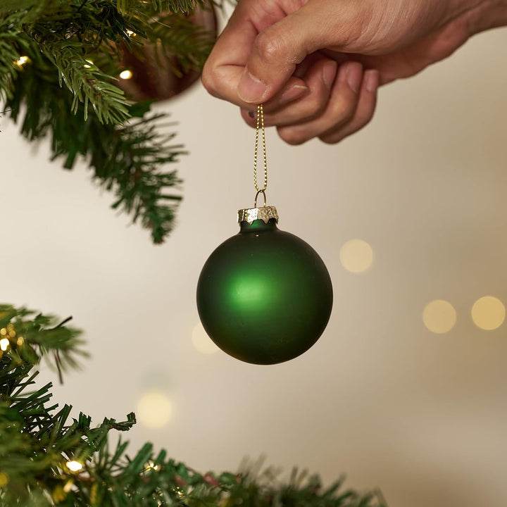 DN DECONATION Weihnachtskugeln Set, 12-teilig - Grüne Glaskugeln 6cm Matt &amp; Glänzend, Moderne Christ