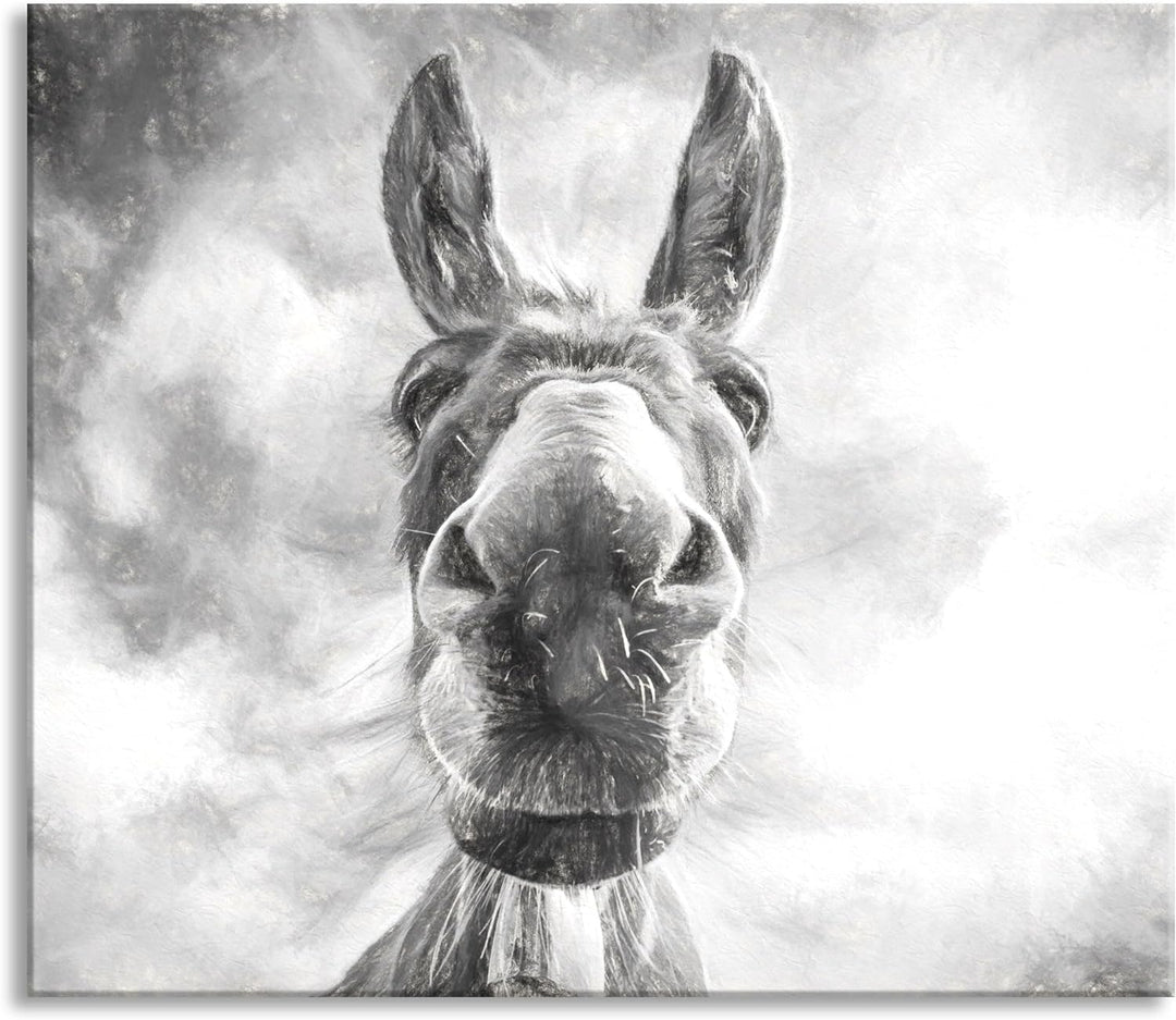 Lustiger Esel Kunst Herdabdeckplatte & Spritzschutz aus Echtglas | Für Herd-Kochfelder | 60x52 cm