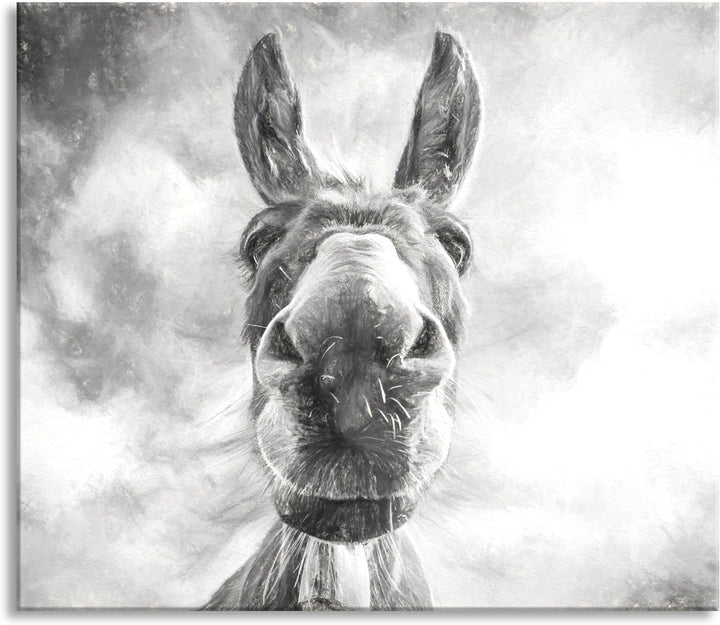 Lustiger Esel Kunst Herdabdeckplatte & Spritzschutz aus Echtglas | Für Herd-Kochfelder | 60x52 cm