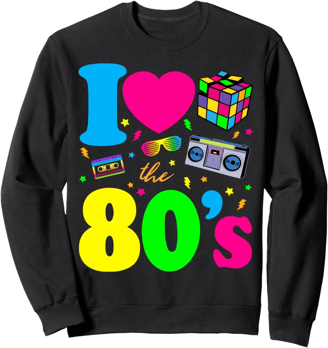 Lustiges T-Shirt mit Aufschrift "I Love The 80s", für Damen und Herren Sweatshirt