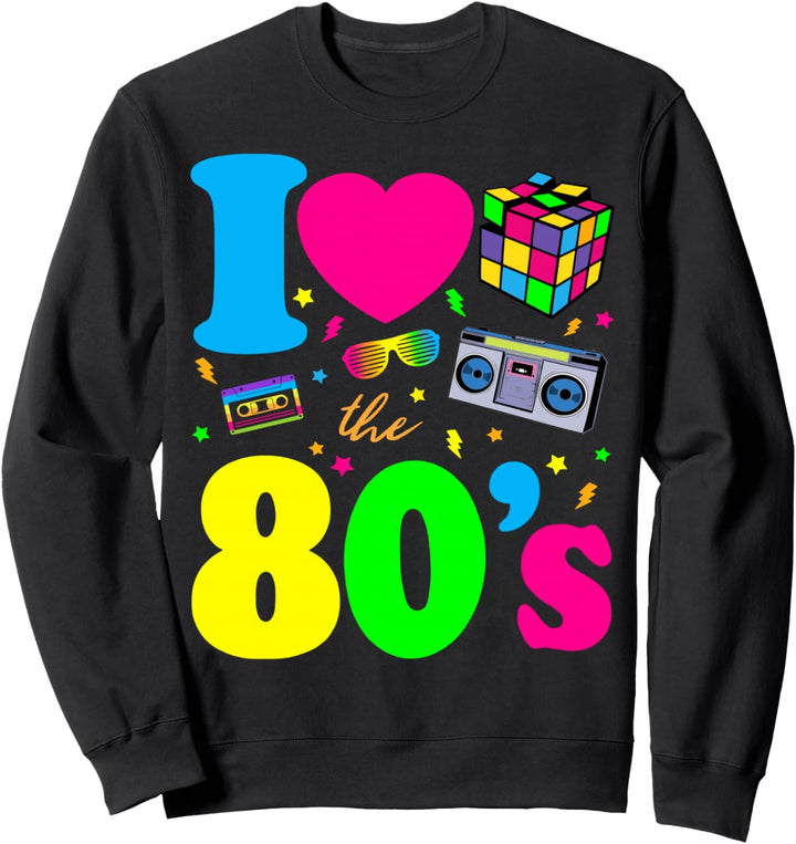 Lustiges T-Shirt mit Aufschrift "I Love The 80s", für Damen und Herren Sweatshirt