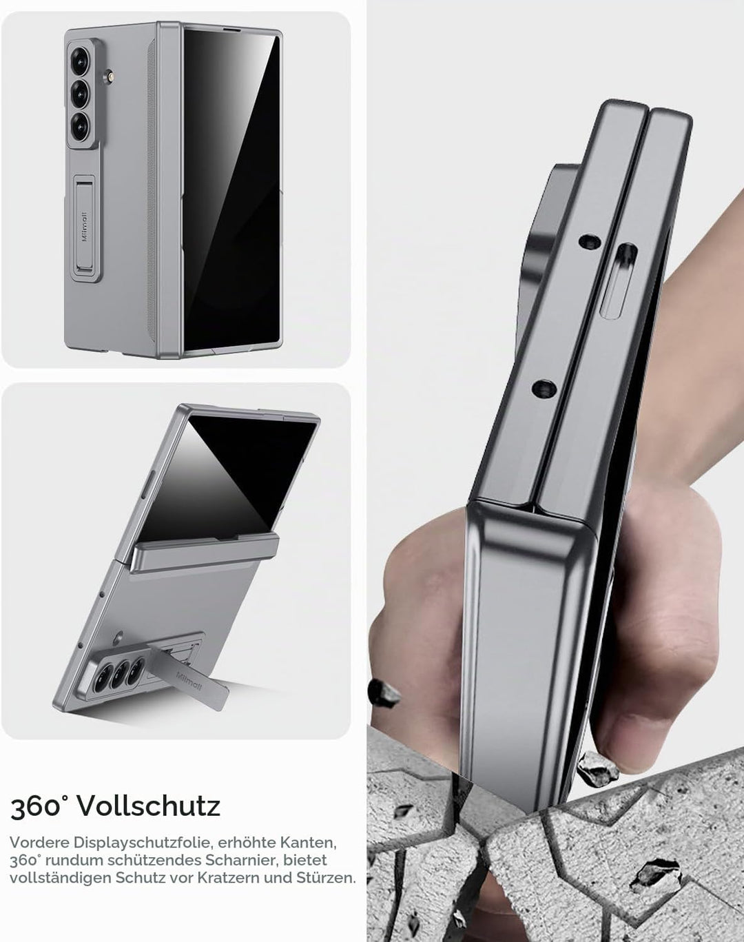 Miimall Kompatibel mit Samsung Galaxy Z Fold 7 Hülle mit Displayschutz Anti-SPY, [Magnetischer Schar